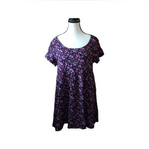 American Apparel Black Babydoll Dress with pink purple floral print